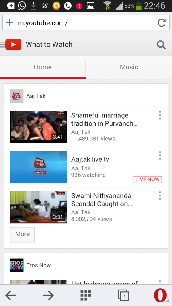 watch youtube videos in opera mini browser